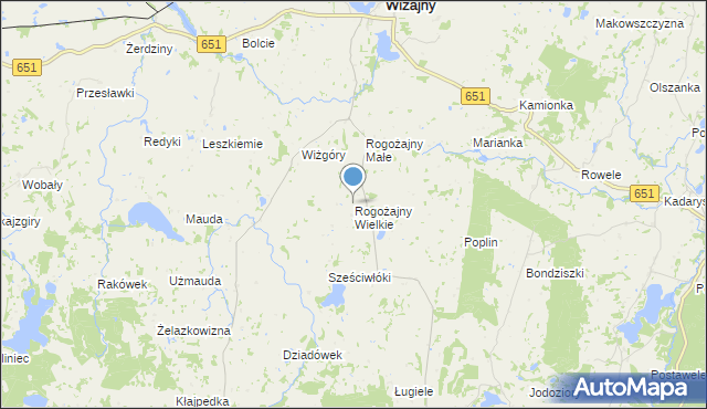 mapa Rogożajny Wielkie, Rogożajny Wielkie na mapie Targeo